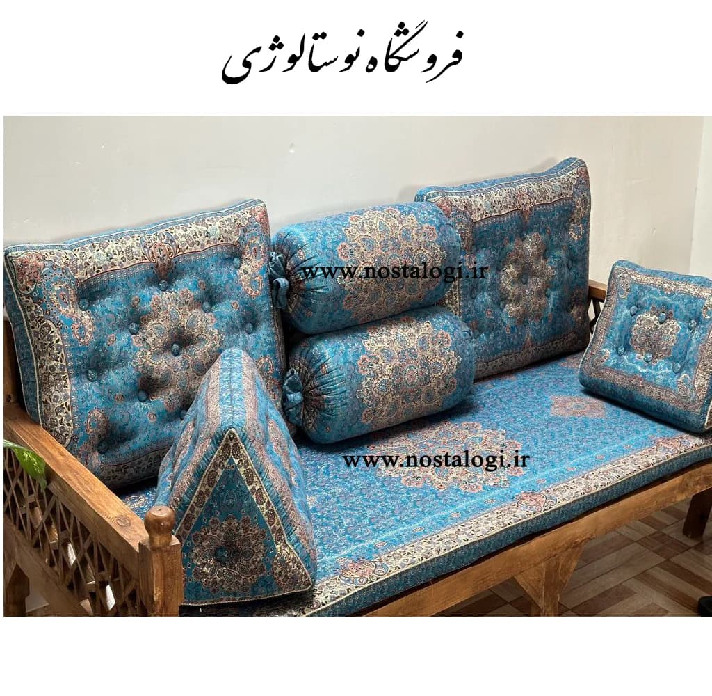 شاهنشین طرح اطلس رنگ ابی درباری — تصویر ۲