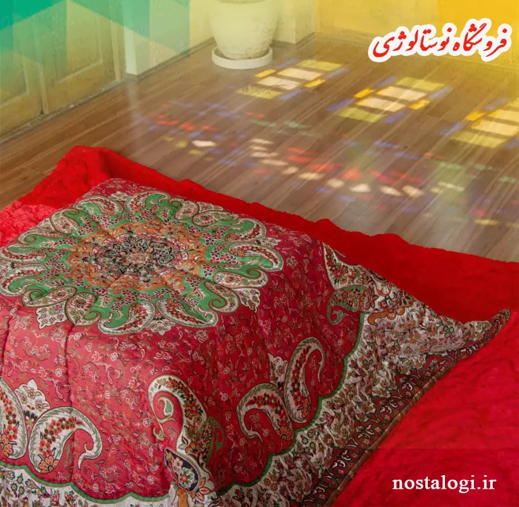 لحاف کرسی طرح ترنج رنگ زرشکی — تصویر ۶