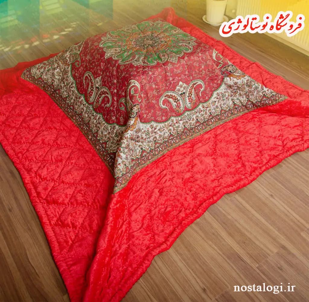 لحاف کرسی طرح ترنج رنگ زرشکی — تصویر ۵