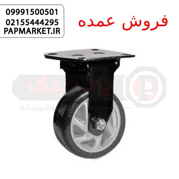 چرخ پلی آمید مشکی با پایه ثابت سایز قطر چرخ 7 — تصویر ۲