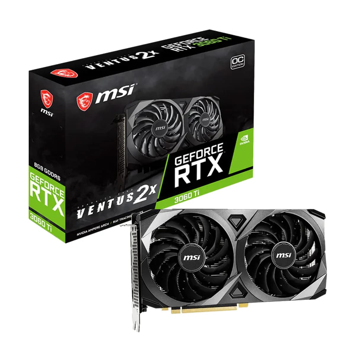 کارت گرافیک MSI RTX 3060 Ti VENTUS 2X OC 8GB ( در حد نو ) با جعبه