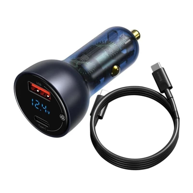 شارژر فندکی بیسوس مدل Dual Quick Charger به همراه کابل USB-C