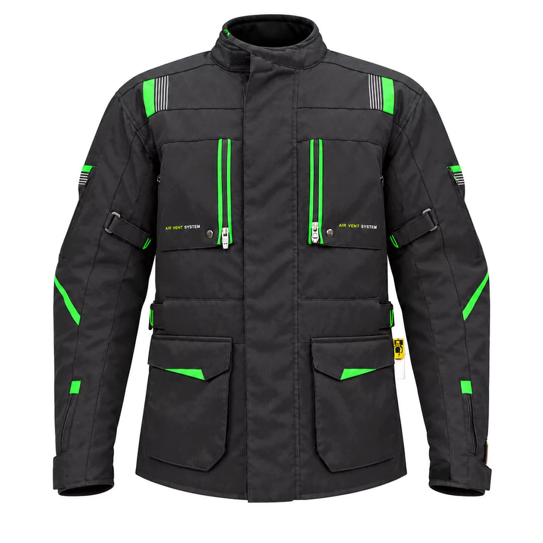 کاپشن چهارفصل موتورسواری استیت مدل تورینگ کیو BLACK GREEN — تصویر ۹