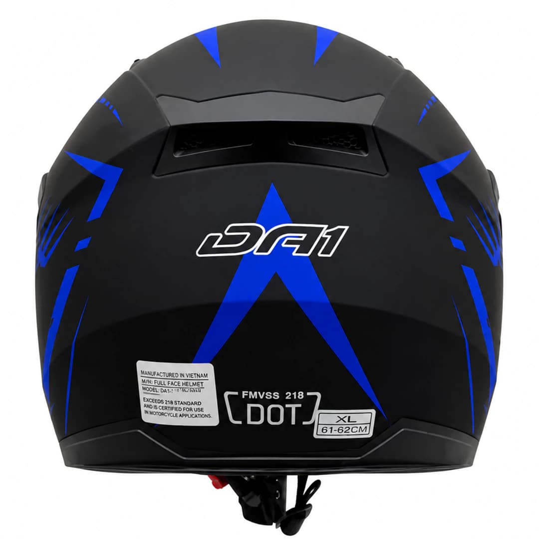 کلاه کاسکت بدون فک DA1 مدل 402MATT BLACK GRAPHIC BLUE — تصویر ۱۱