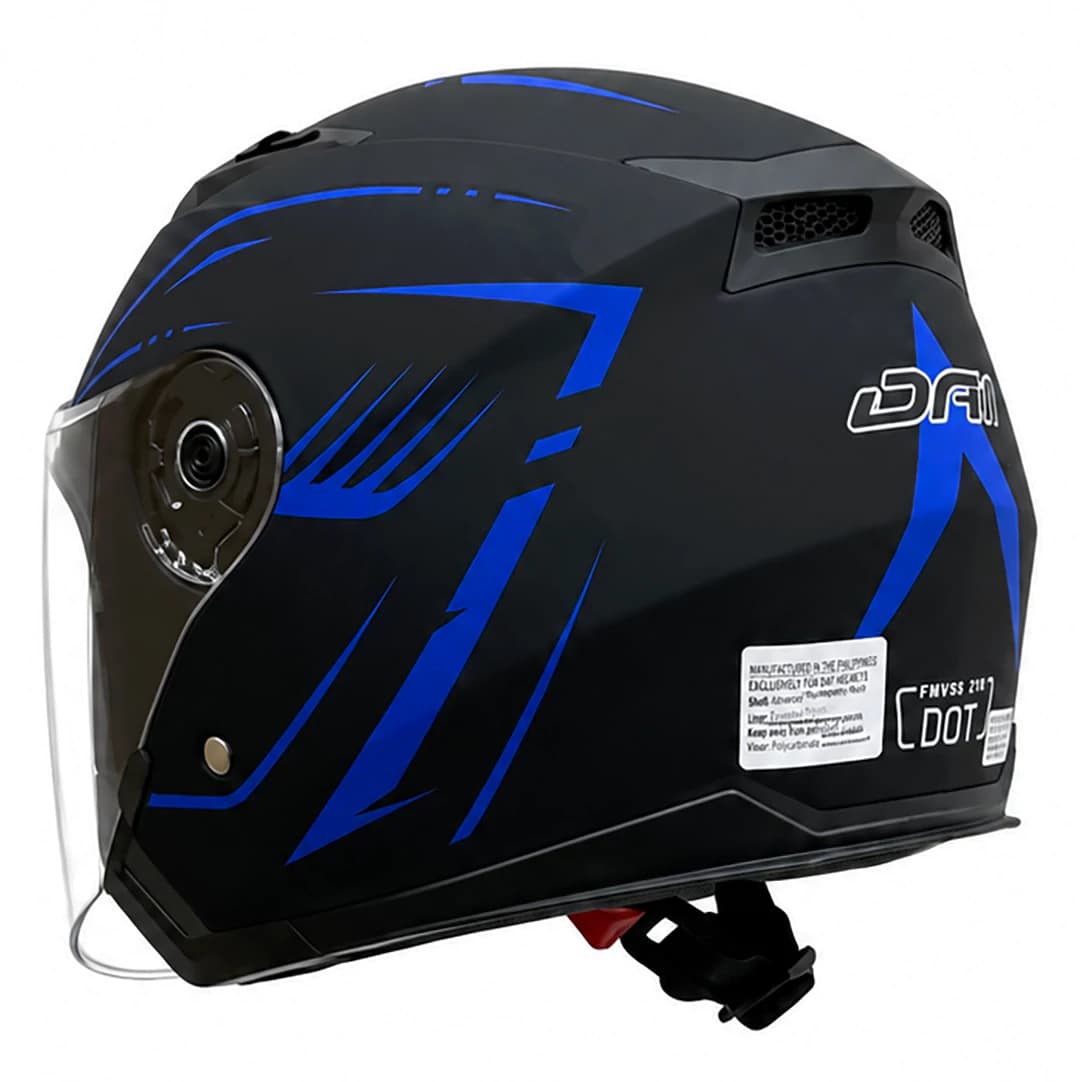کلاه کاسکت بدون فک DA1 مدل 402MATT BLACK GRAPHIC BLUE — تصویر ۱۰