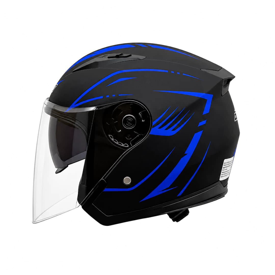 کلاه کاسکت بدون فک DA1 مدل 402MATT BLACK GRAPHIC BLUE — تصویر ۲