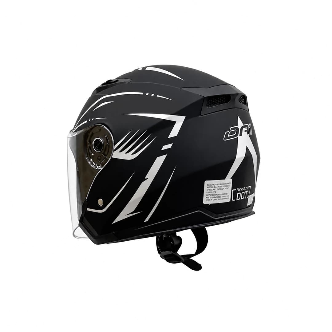 کلاه کاسکت بدون فک DA1 مدل 402MATT BLACK GRAPHIC SILVER — تصویر ۱۰