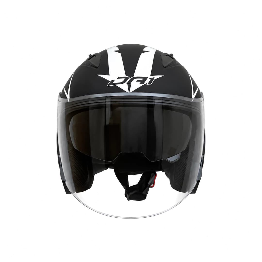 کلاه کاسکت بدون فک DA1 مدل 402MATT BLACK GRAPHIC WHITE — تصویر ۴