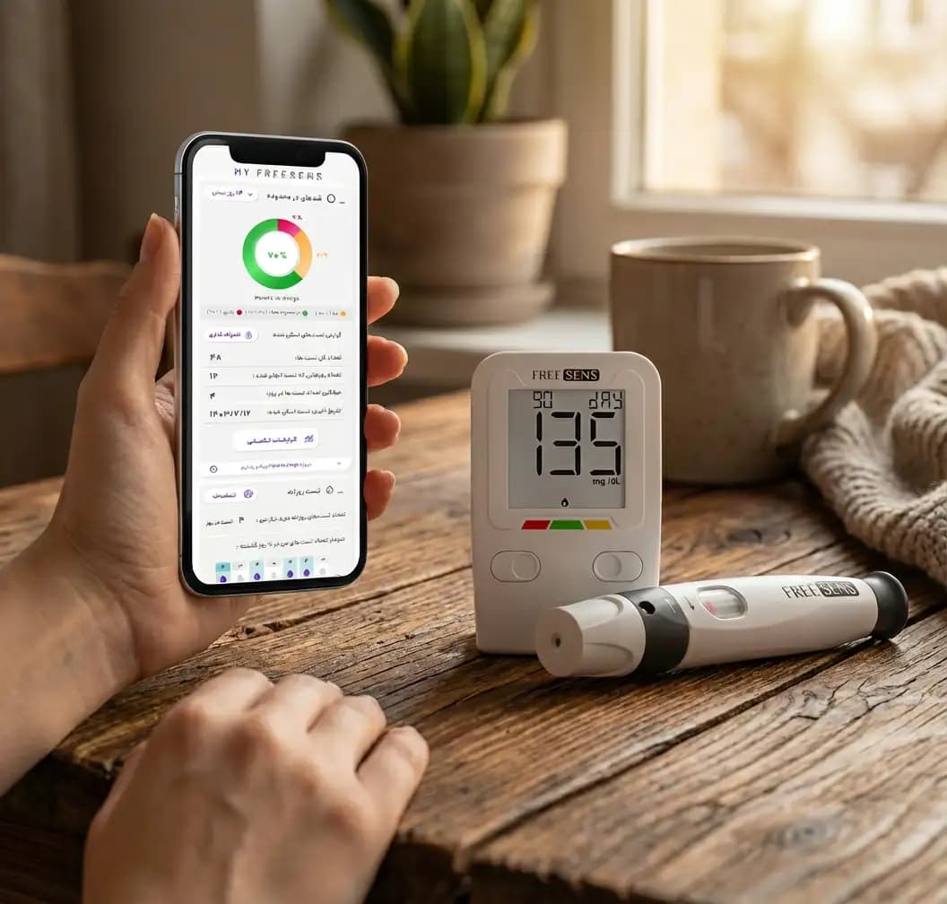 دستگاه قند خون فری سنس + 50 عدد نوار تست — تصویر ۵