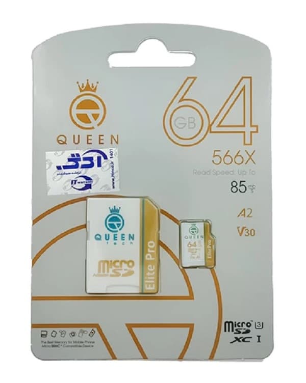 کارت حافظه microSDXC کوئین تک مدل Elite Pro A2 V30 کلاس 10 استاندارد UHS-I U3 سرعت 85MBps ظرفیت 64 گیگابایت به همراه آداپتور SD — تصویر ۲
