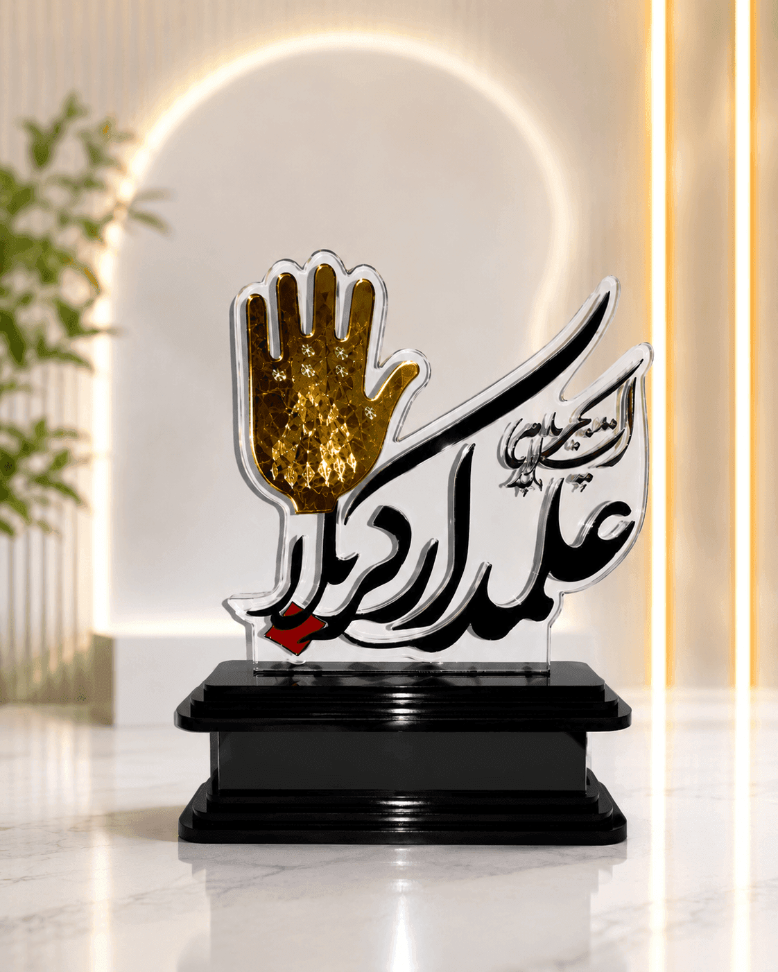 تندیس مذهبی طرح علمدار کربلا | تندیس پلکسی و مولتی استایل ویژه مناسبت‌های مذهبی