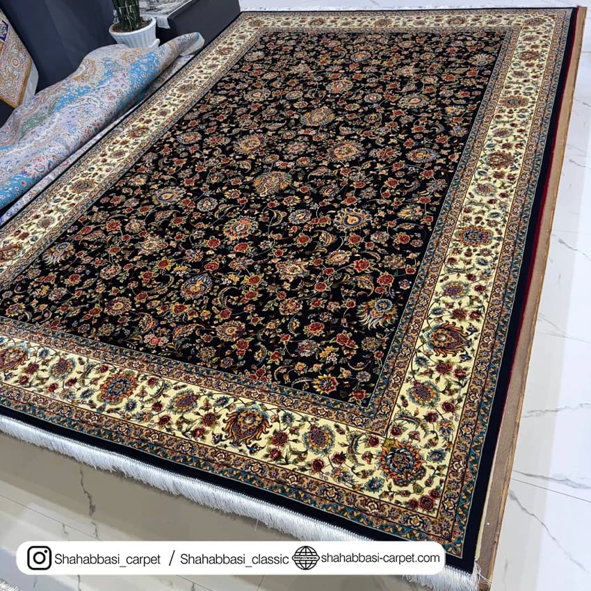 فرش تمام ابریشم کد 265 مشکی — تصویر ۶