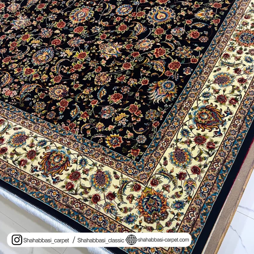 فرش تمام ابریشم کد 265 مشکی — تصویر ۲