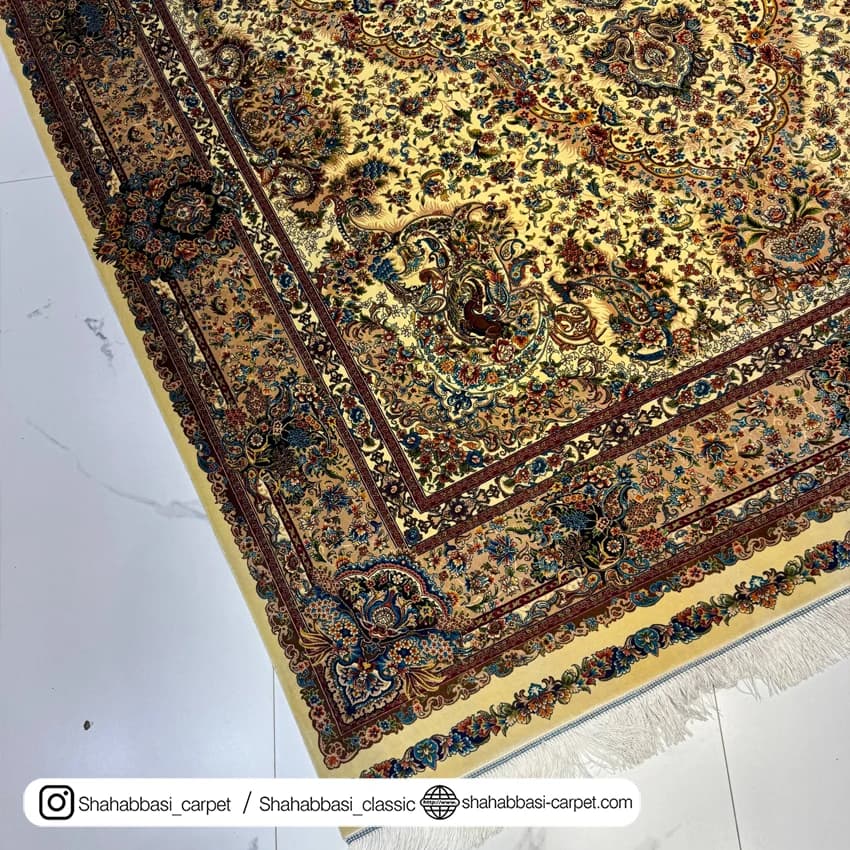 فرش تمام ابریشم کد 263 کرم — تصویر ۶