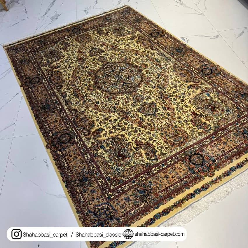 فرش تمام ابریشم کد 263 کرم — تصویر ۵