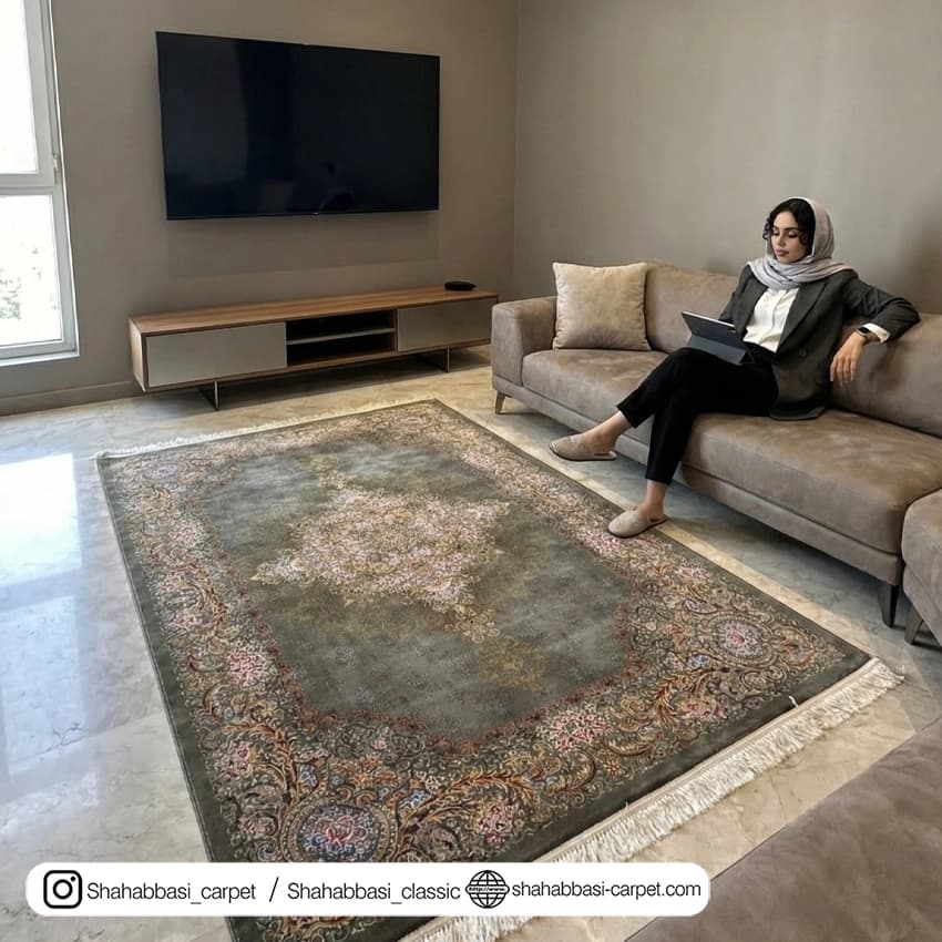 فرش ماشینی ونوس کد 1200207 زیتونی — تصویر ۵