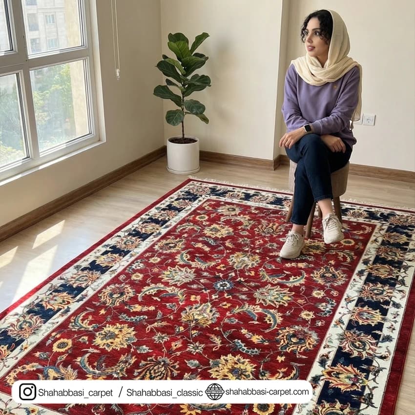 فرش سنتی کد 800214 لاکی — تصویر ۵