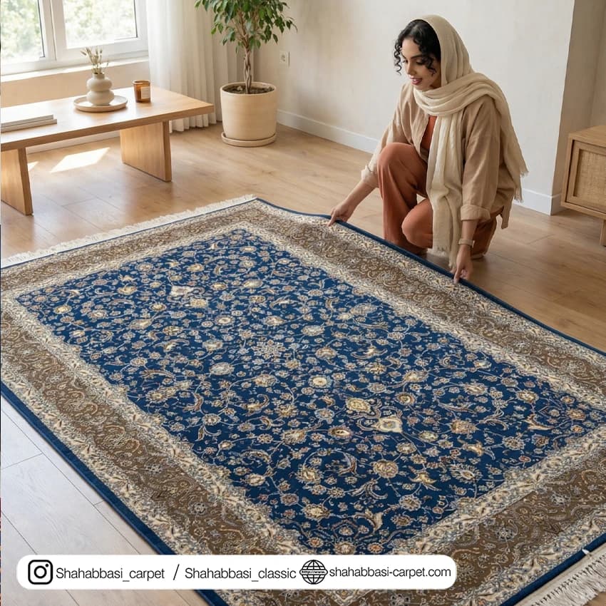 فرش ماشینی آفرینش کد 1500234 سرمه ای — تصویر ۵