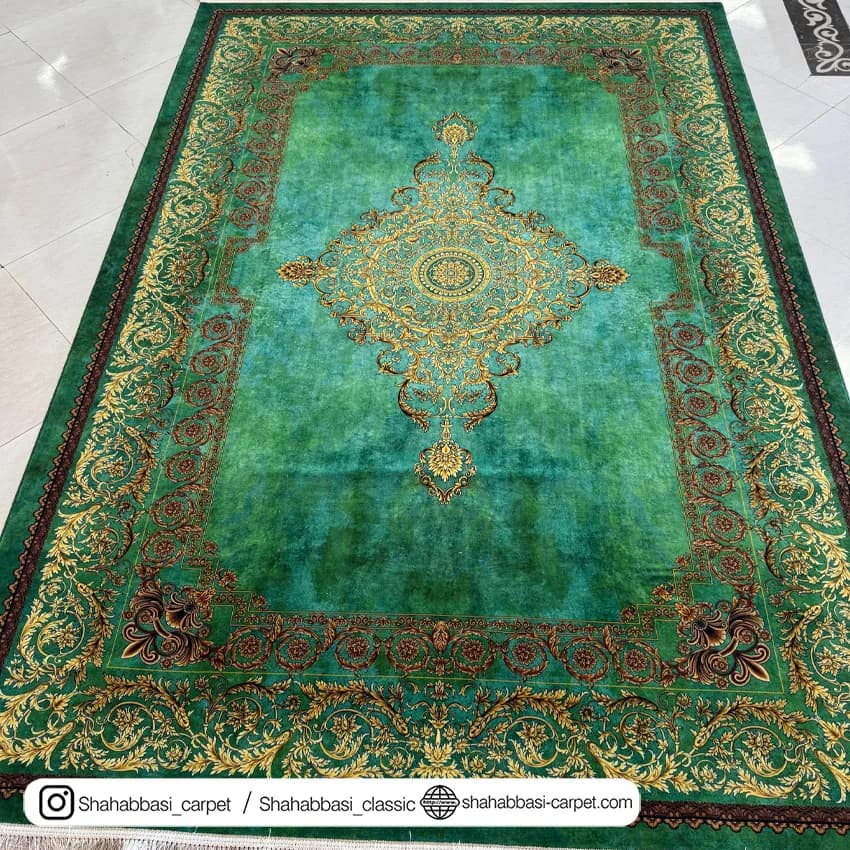 فرش ماشینی ونوس کد 1200206 سبز — تصویر ۸