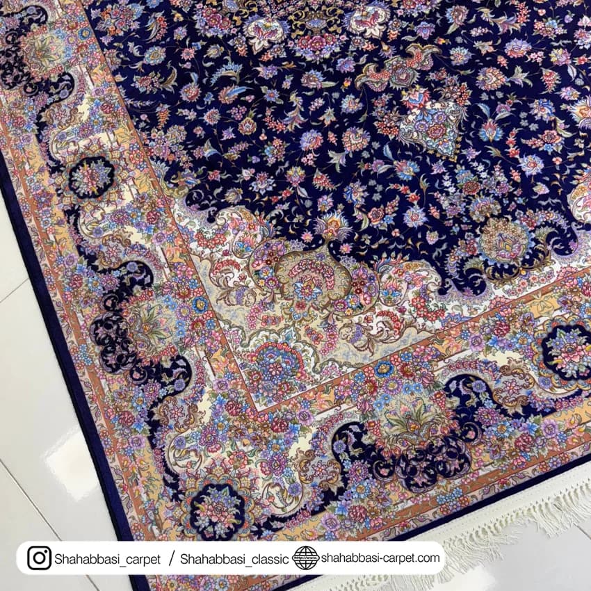 فرش ماشینی آفرینش کد 1500231 سرمه ای — تصویر ۳