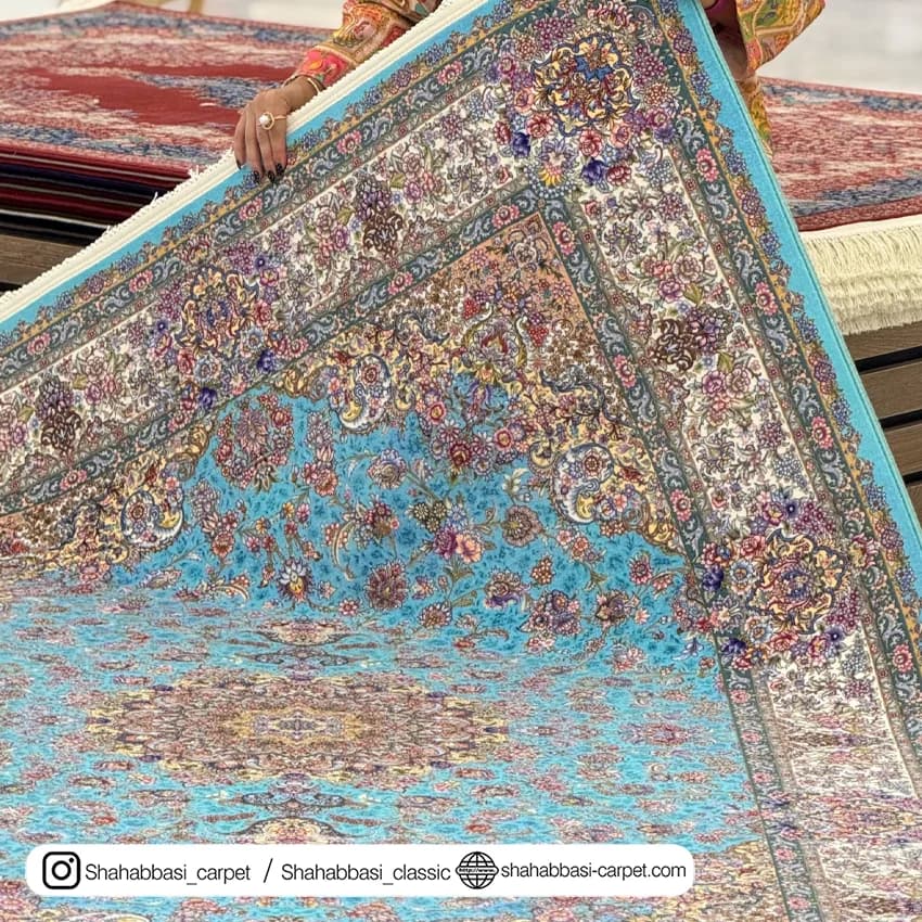 فرش ماشینی آفرینش کد 1500230 آبی — تصویر ۳