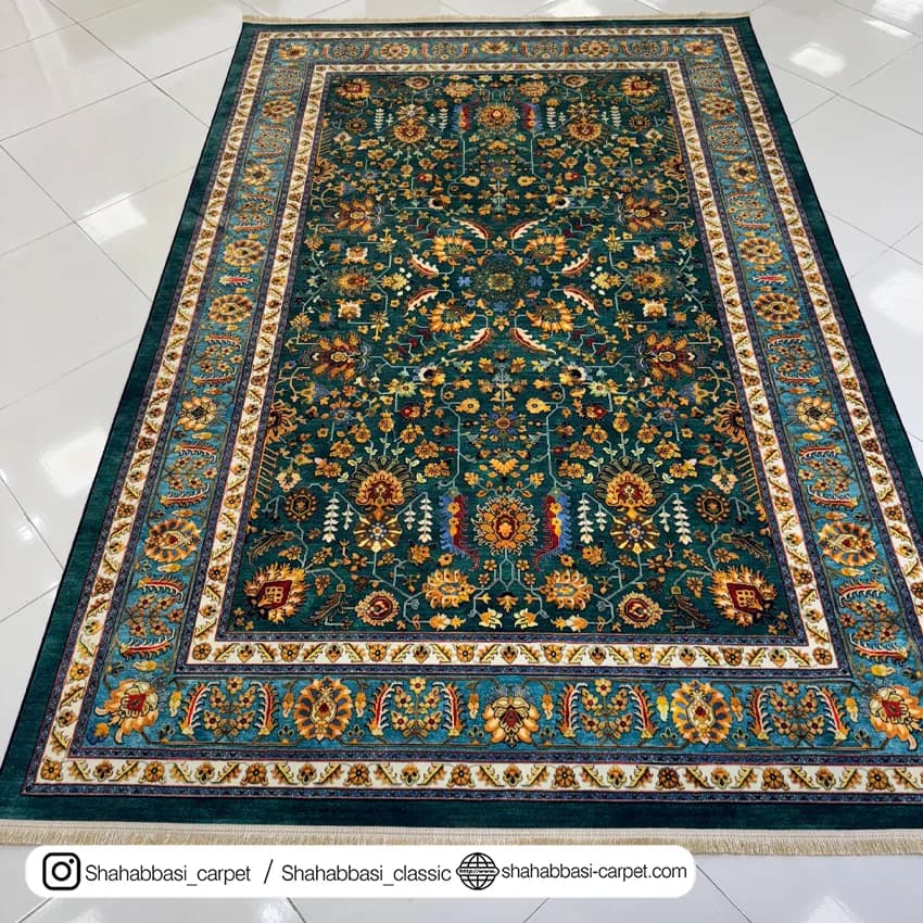 فرش سنتی کد 800213 سبز — تصویر ۴