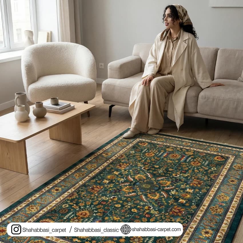 فرش سنتی کد 800213 سبز