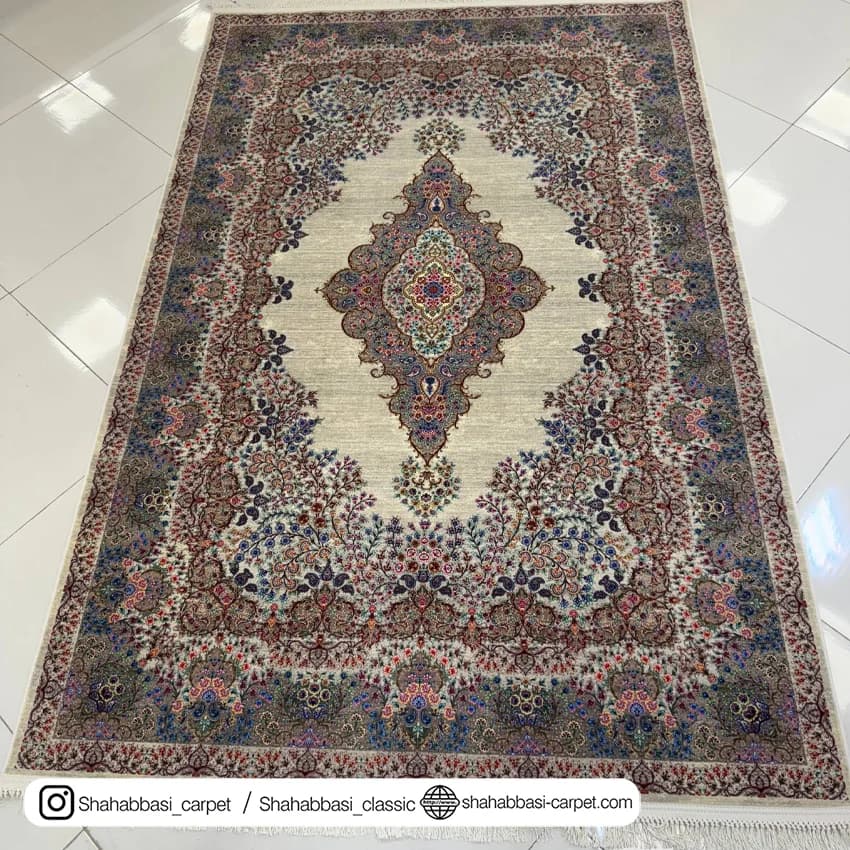 فرش ماشینی آفرینش کد 1500228 کرم — تصویر ۸