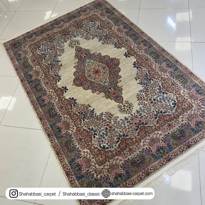 فرش ماشینی آفرینش کد 1500228 کرم — تصویر ۲