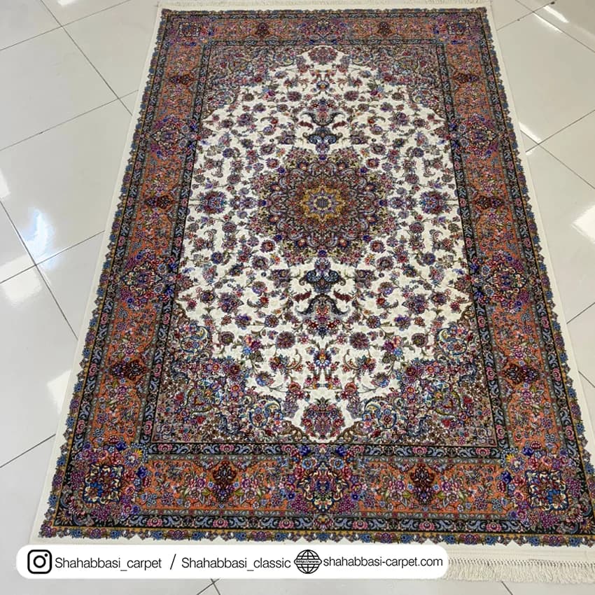 فرش ماشینی آفرینش کد 1500226 کرم — تصویر ۸