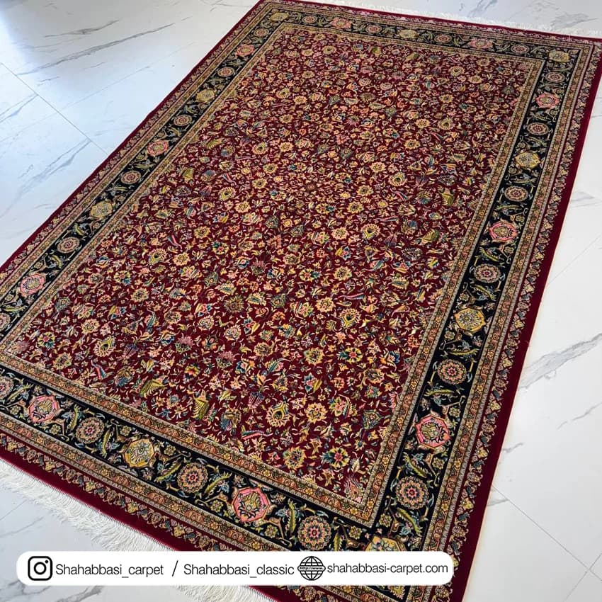 فرش تمام ابریشم کد 259 لاکی — تصویر ۸