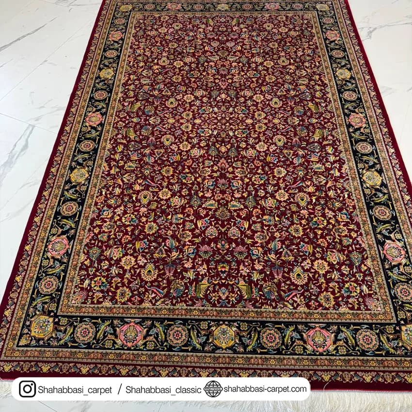 فرش تمام ابریشم کد 259 لاکی — تصویر ۶