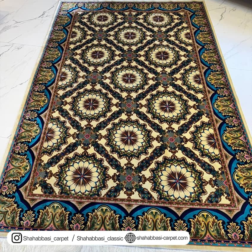 فرش تمام ابریشم کد 257 کرم — تصویر ۸