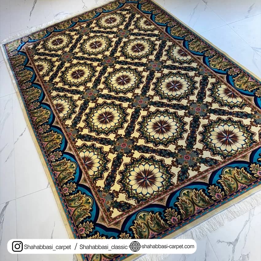 فرش تمام ابریشم کد 257 کرم — تصویر ۶