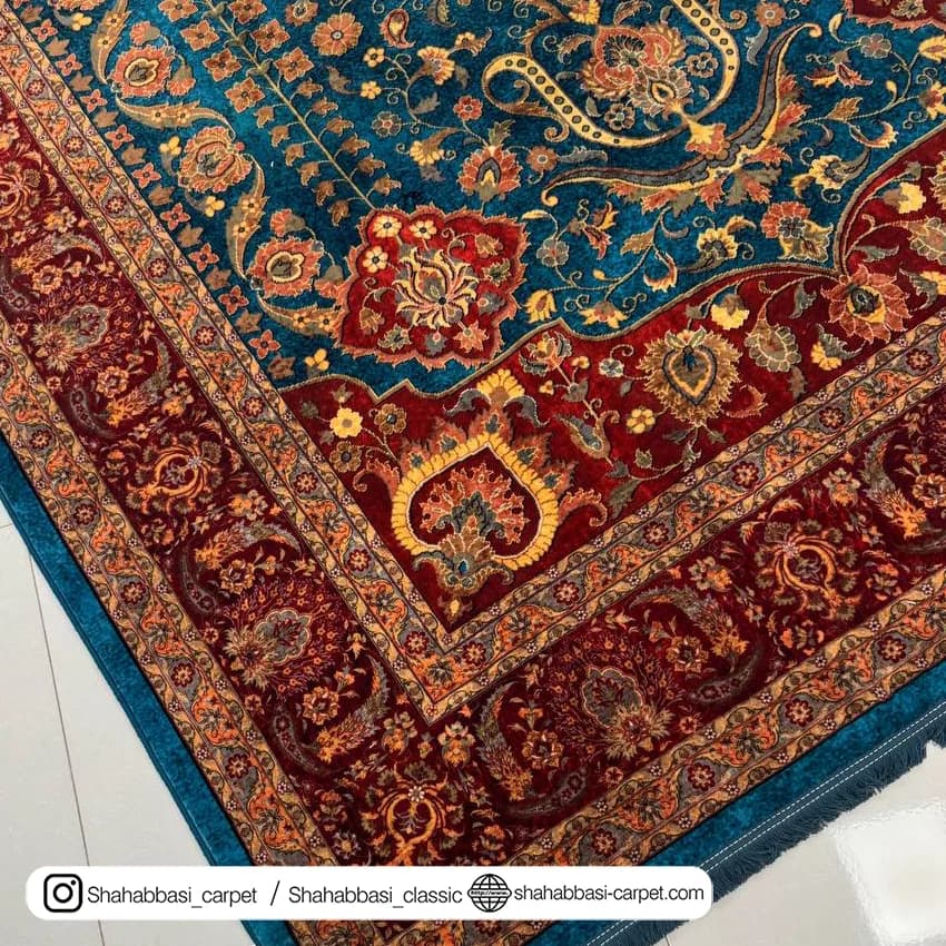 فرش 77 رج کد 77132 آبی — تصویر ۵