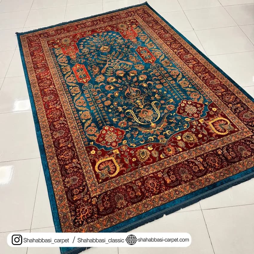 فرش 77 رج کد 77132 آبی — تصویر ۶