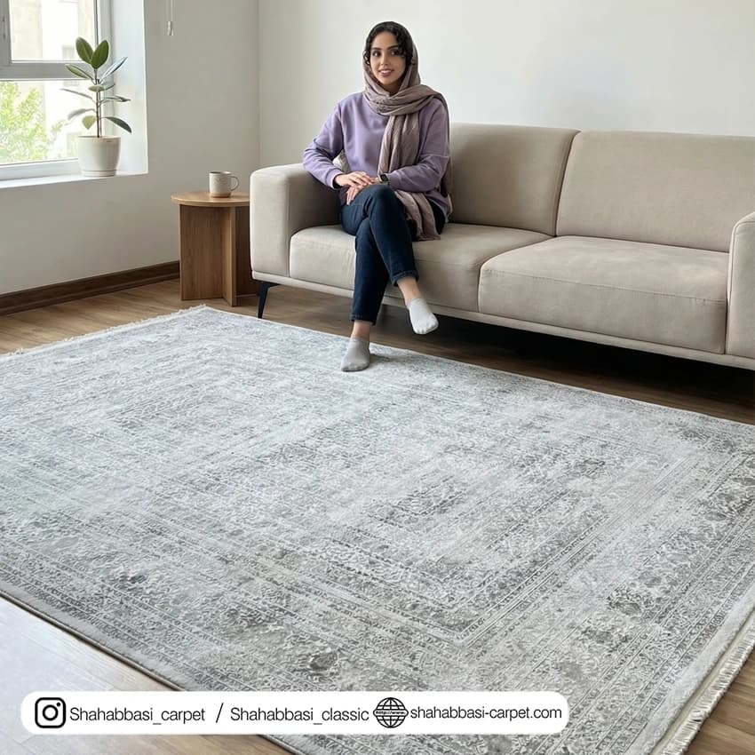 فرش دیبا کد 1500123 نقره ای