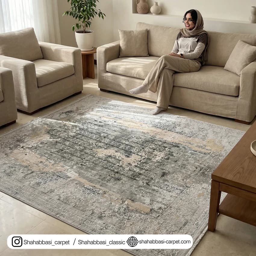فرش دیبا کد 1500120 نقره ای