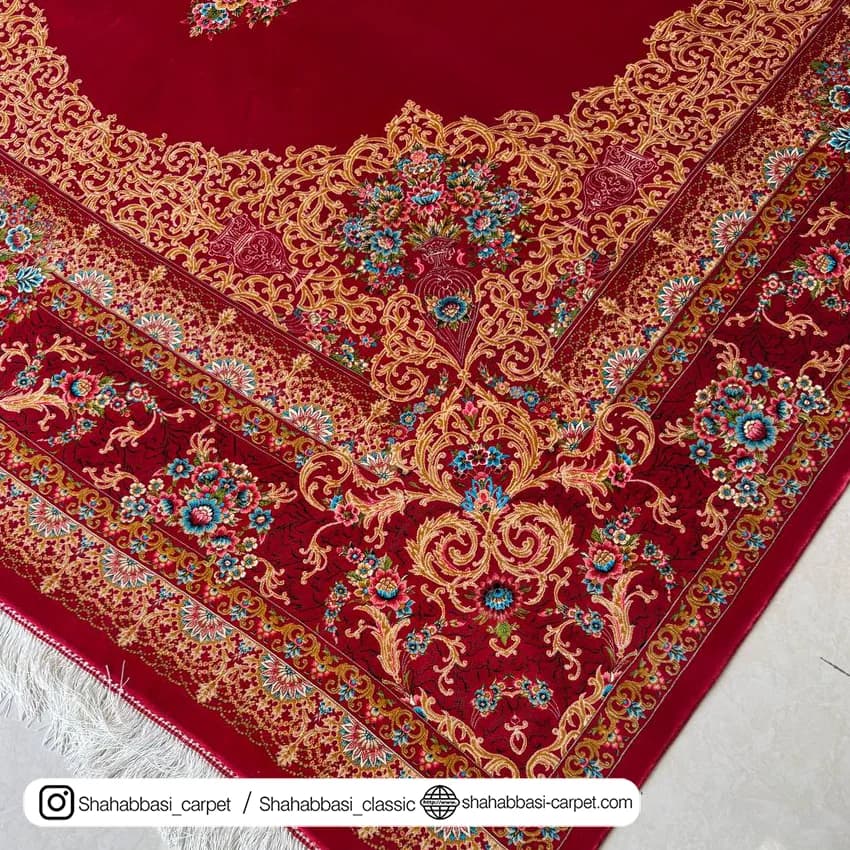 فرش تمام ابریشم کد 256 قرمز — تصویر ۳