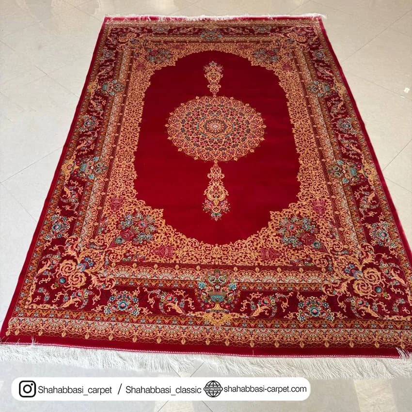 فرش تمام ابریشم کد 256 قرمز — تصویر ۲