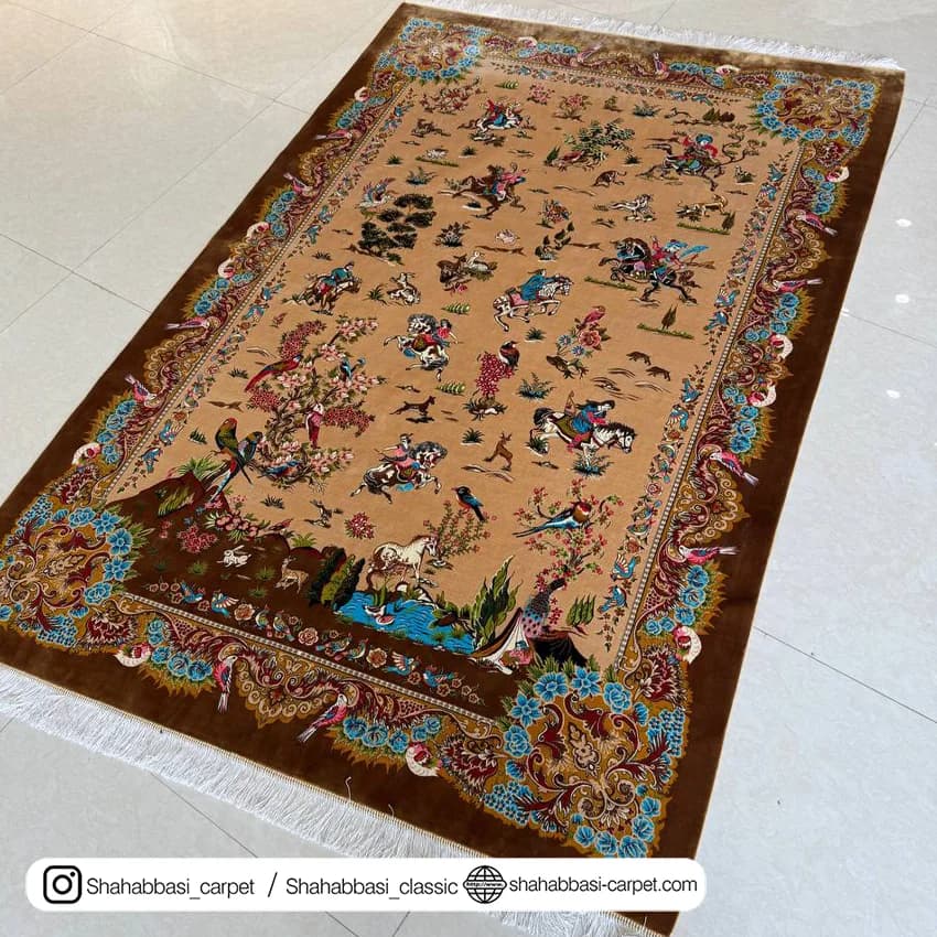 فرش تمام ابریشم کد 255 دارچینی — تصویر ۶
