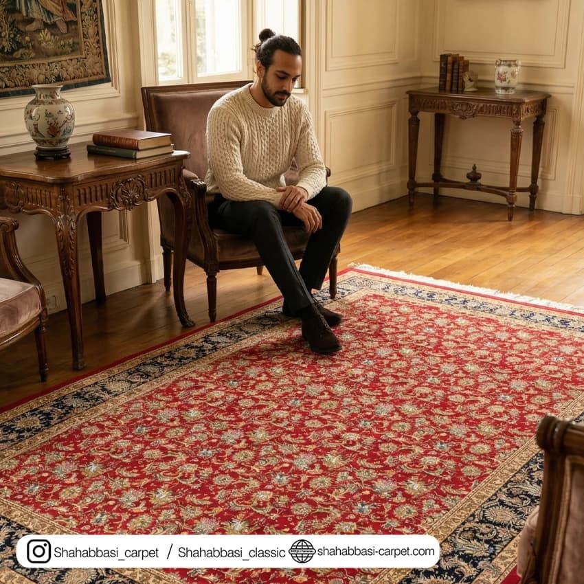 فرش تمام ابریشم کد 243 قرمز — تصویر ۵