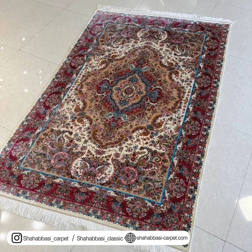 فرش تمام ابریشم کد 239 کرم — تصویر ۶