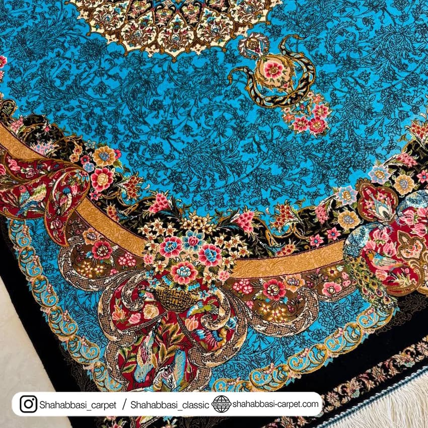 فرش تمام ابریشم کد 231 مشکی — تصویر ۸