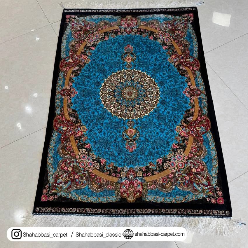 فرش تمام ابریشم کد 231 مشکی — تصویر ۳