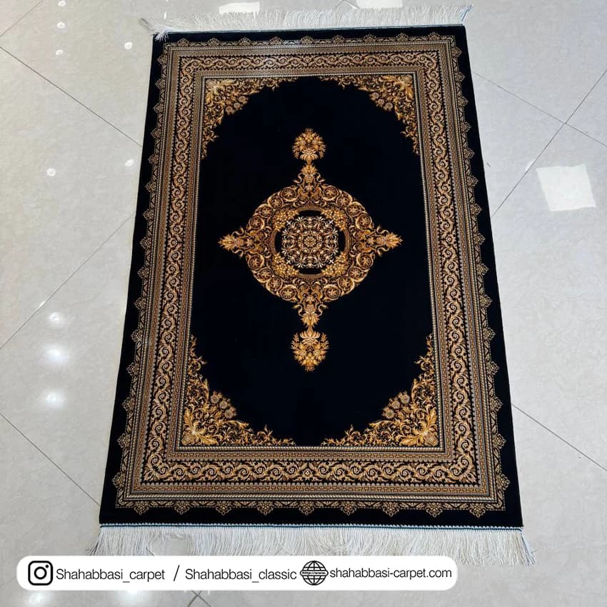 فرش تمام ابریشم کد 227 مشکی — تصویر ۸