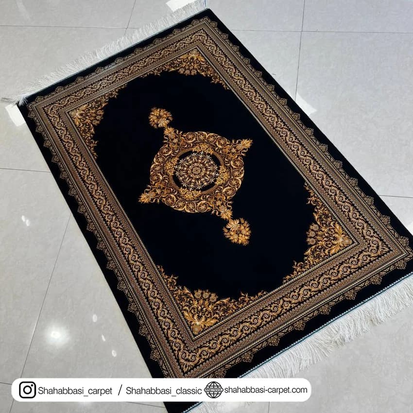 فرش تمام ابریشم کد 227 مشکی — تصویر ۲
