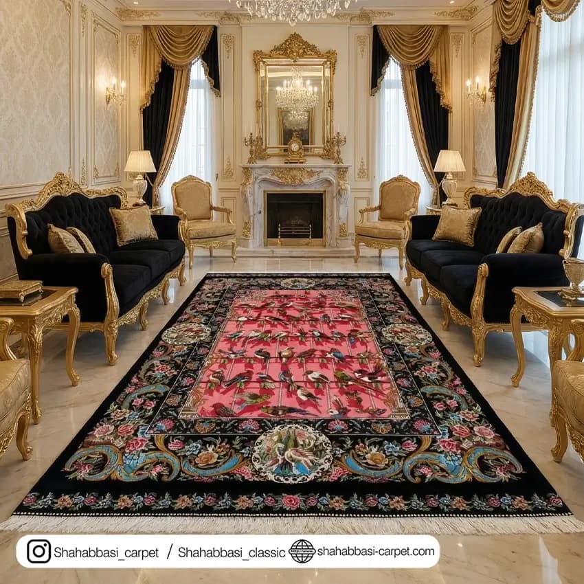 فرش تمام ابریشم کد 221 مشکی