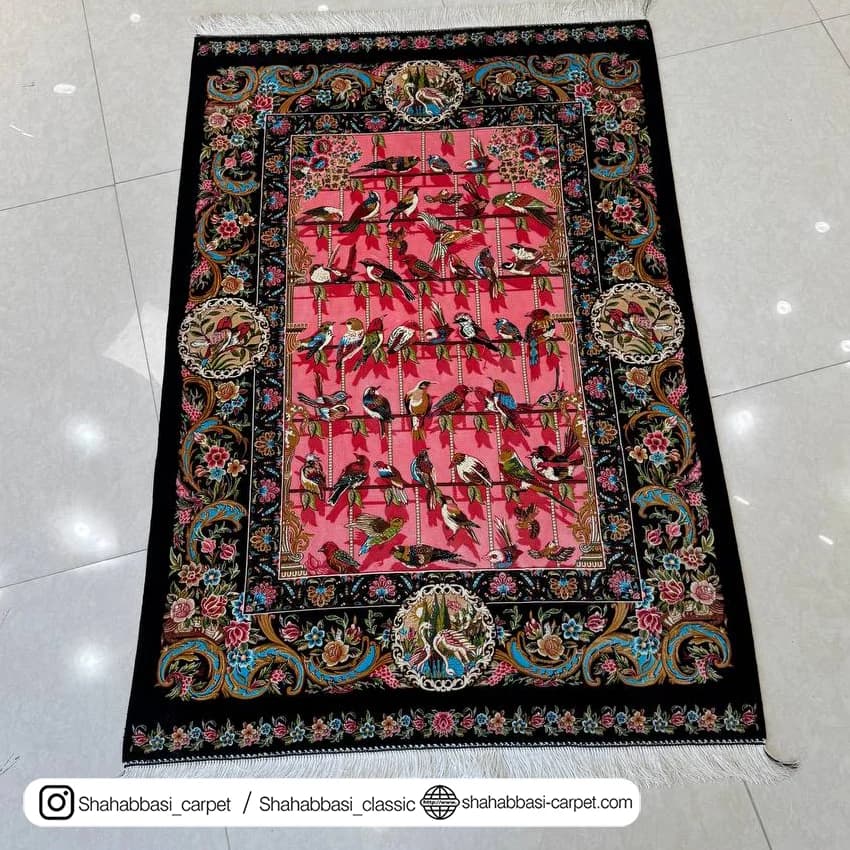 فرش تمام ابریشم کد 221 مشکی — تصویر ۵