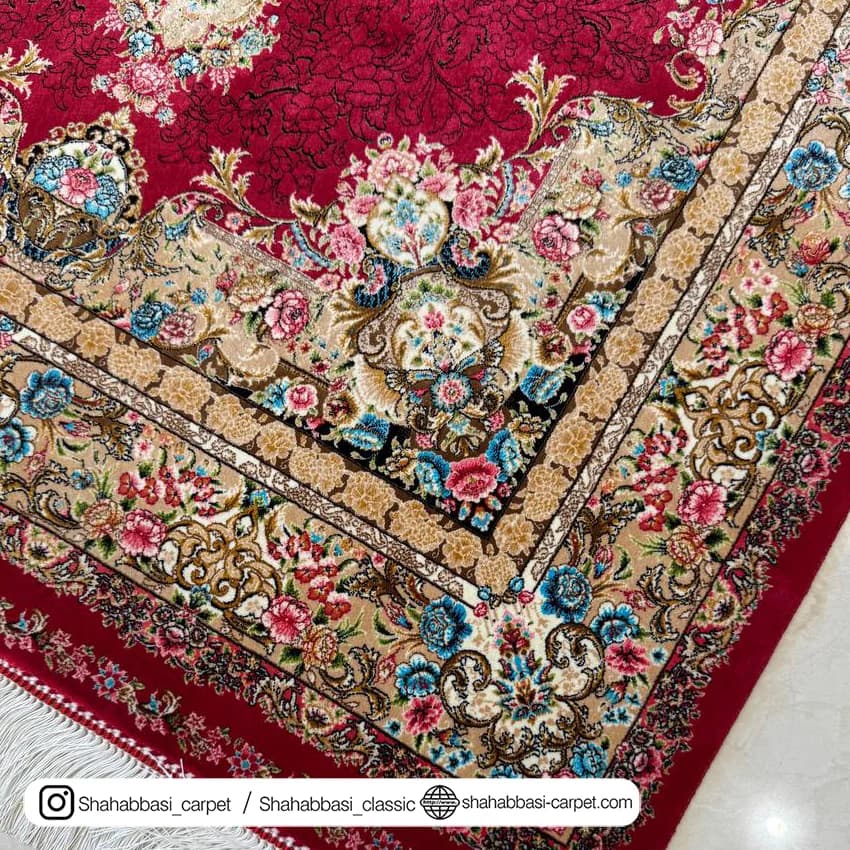 فرش تمام ابریشم کد 215 قرمز — تصویر ۷